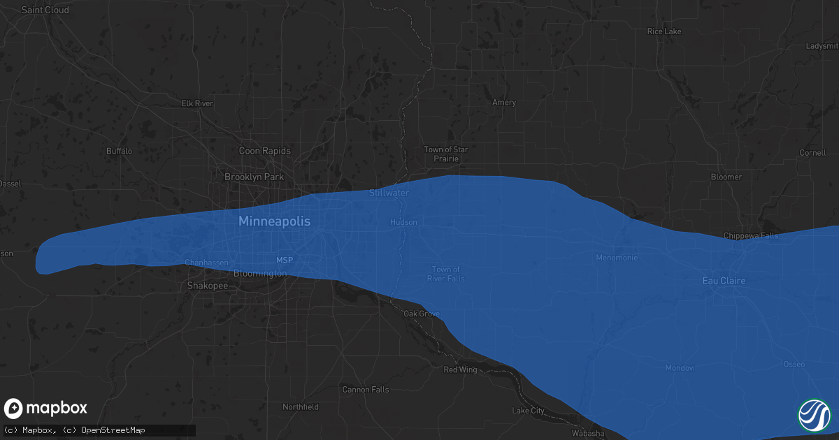 Hail map in Hudson, WI on August 26, 2024