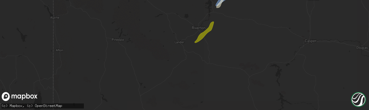 Hail map in Lander, WY on August 26, 2024