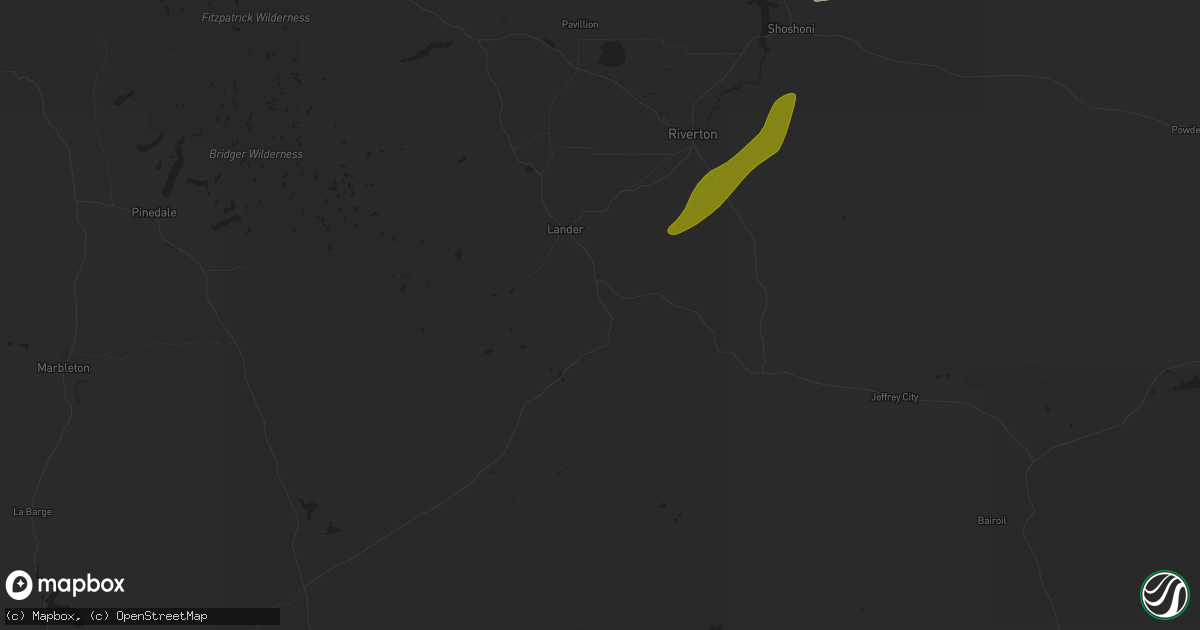 Hail map in Lander, WY on August 26, 2024