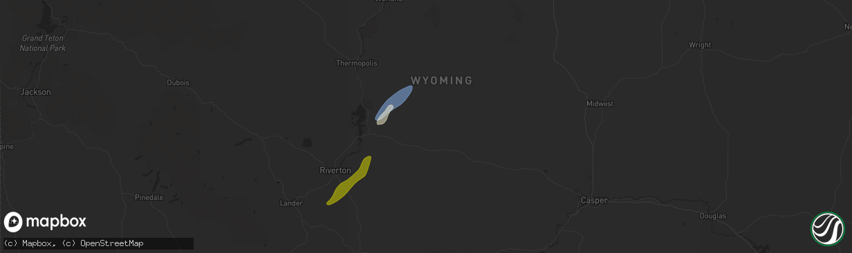 Hail map in Lysite, WY on August 26, 2024