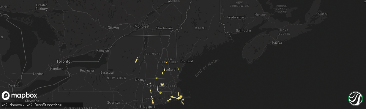 Hail map in Maine on August 26, 2024