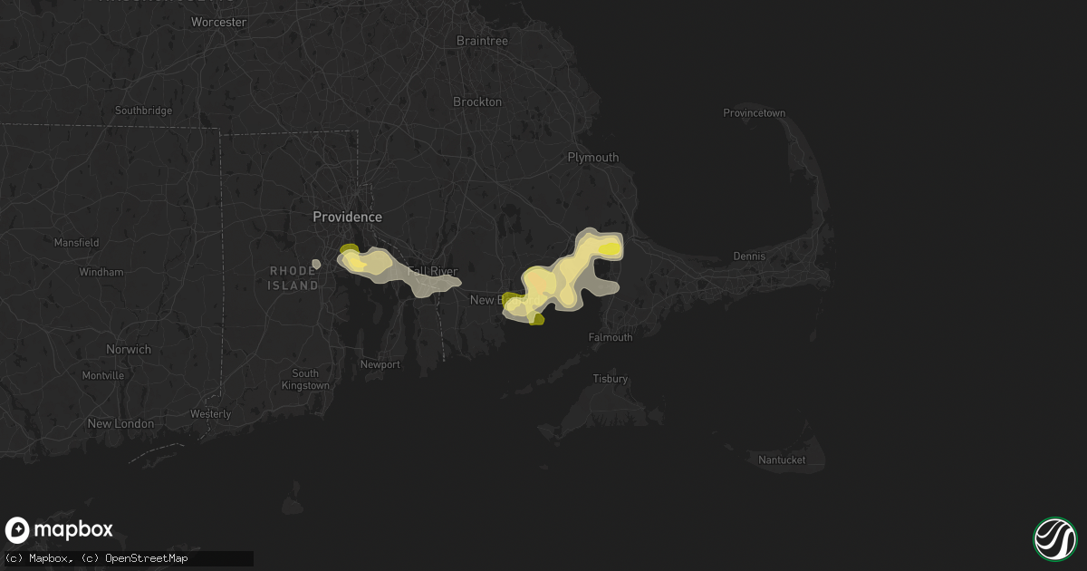 Hail map in Mattapoisett, MA on August 26, 2024