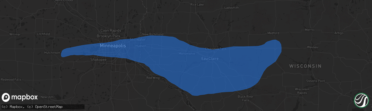 Hail map in Menomonie, WI on August 26, 2024