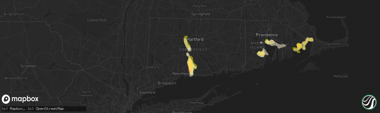 Hail map in Meriden, CT on August 26, 2024