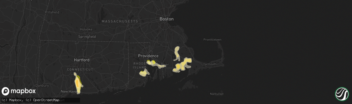 Hail map in Middleboro, MA on August 26, 2024