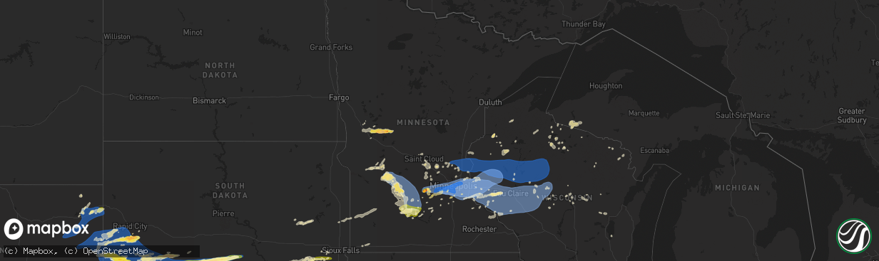 Hail map in Minnesota on August 26, 2024