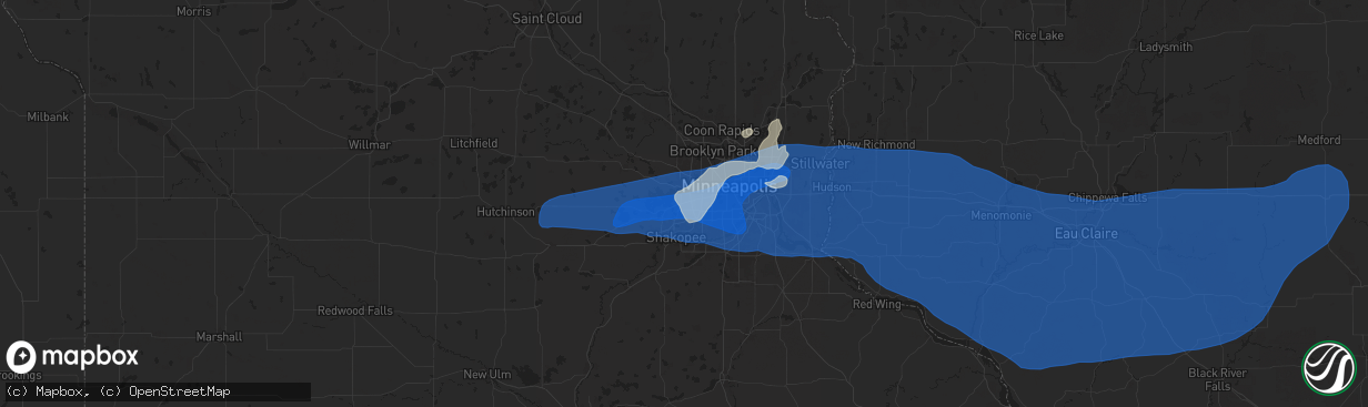 Hail map in Minnetonka, MN on August 26, 2024