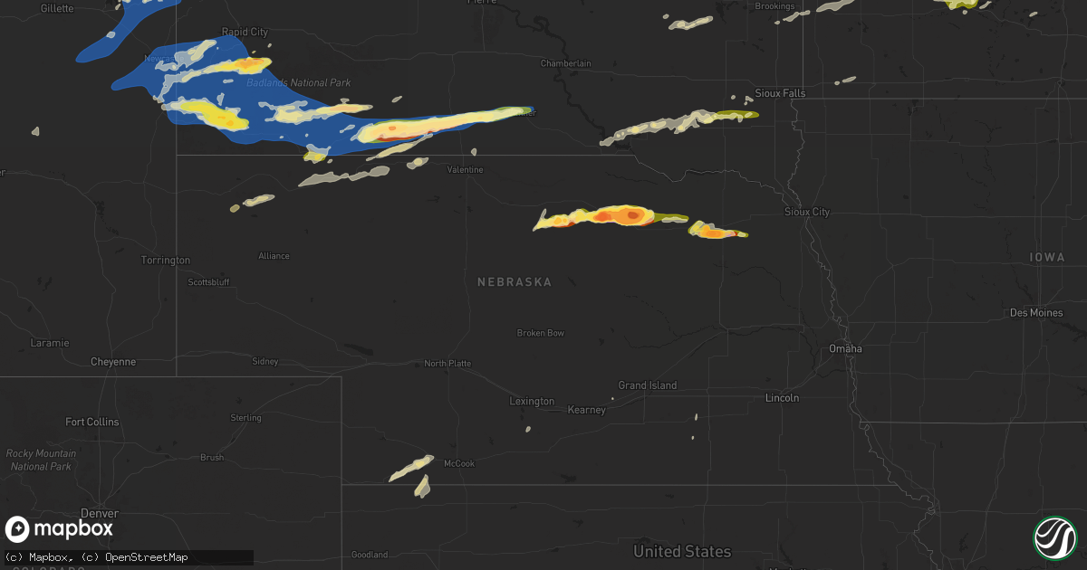 Hail map in Nebraska on August 26, 2024