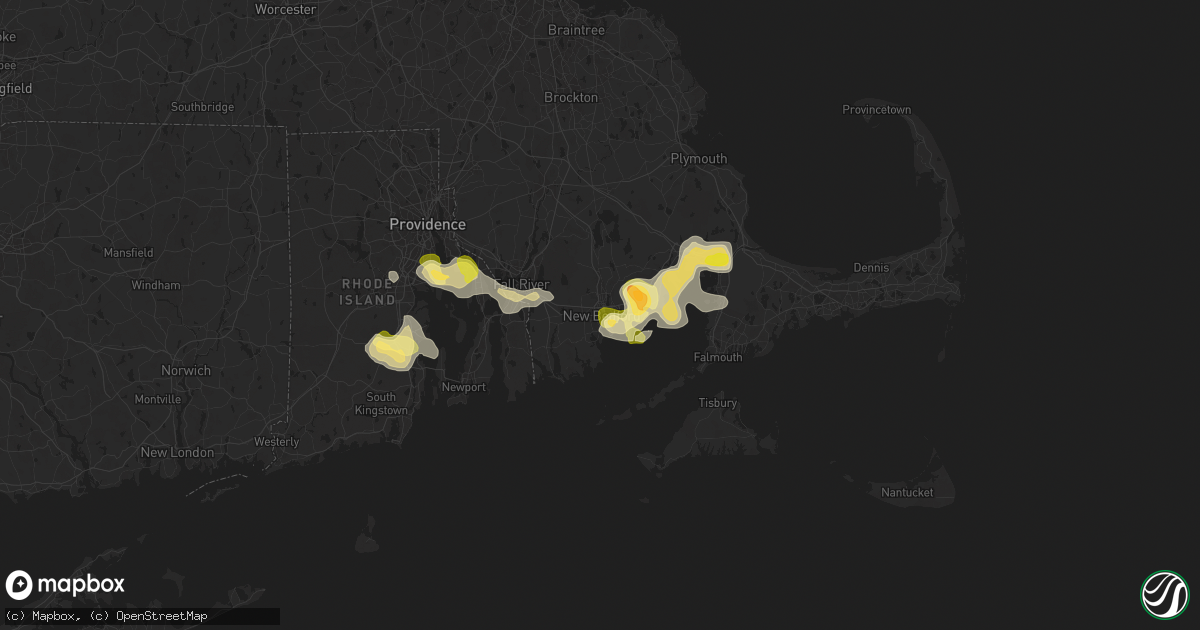 Hail map in New Bedford, MA on August 26, 2024