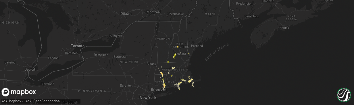 Hail map in New Hampshire on August 26, 2024