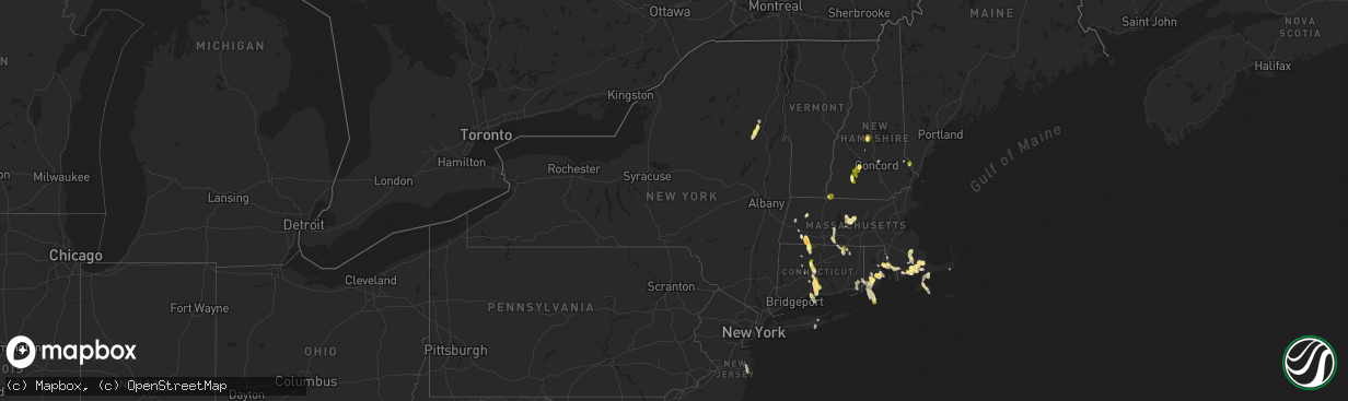 Hail map in New York on August 26, 2024