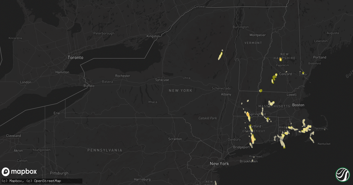 Hail map in New York on August 26, 2024