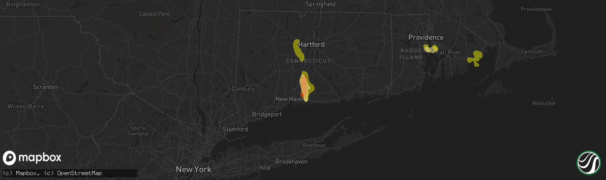 Hail map in Northford, CT on August 26, 2024