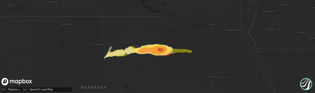 Hail map in Oneill, NE on August 26, 2024