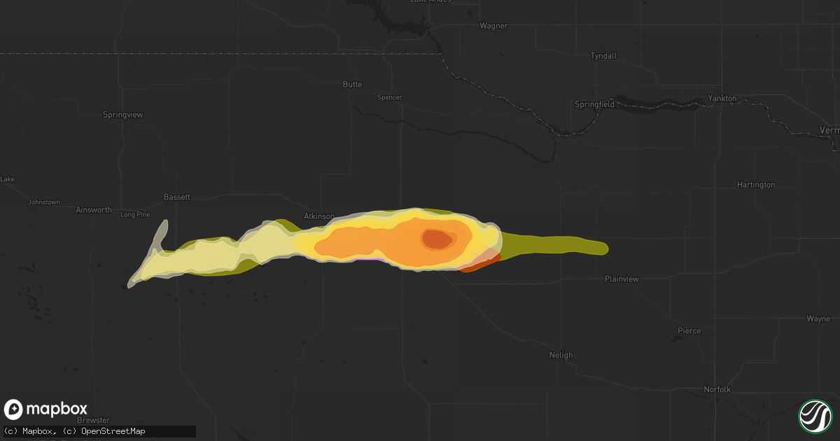 Hail map in Oneill, NE on August 26, 2024