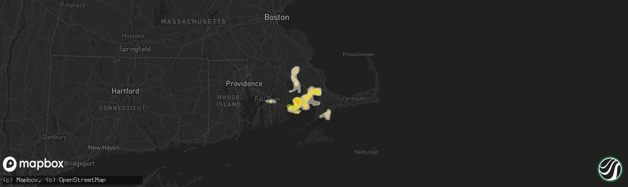 Hail map in Onset, MA on August 26, 2024