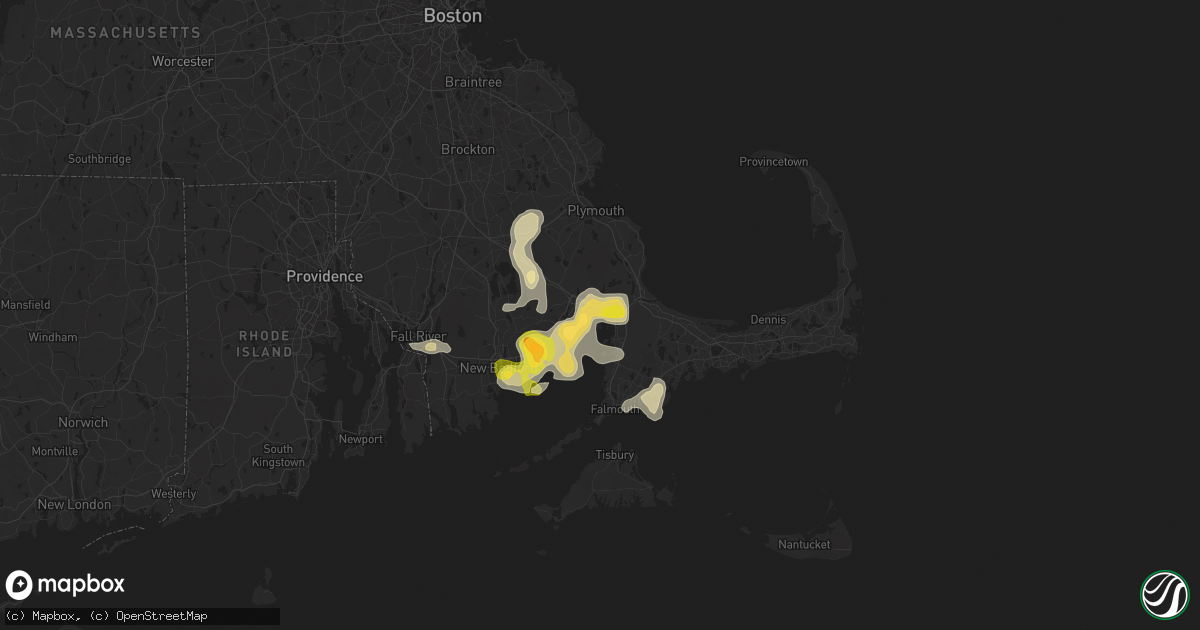 Hail map in Onset, MA on August 26, 2024