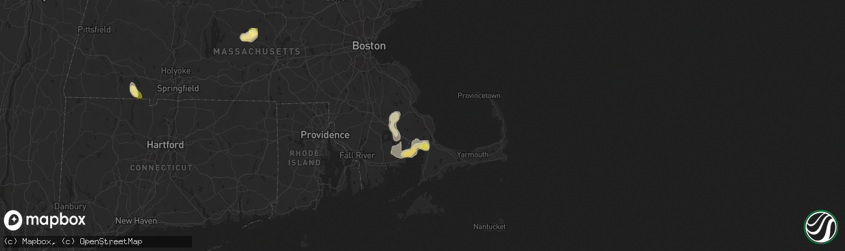 Hail map in Plymouth, MA on August 26, 2024