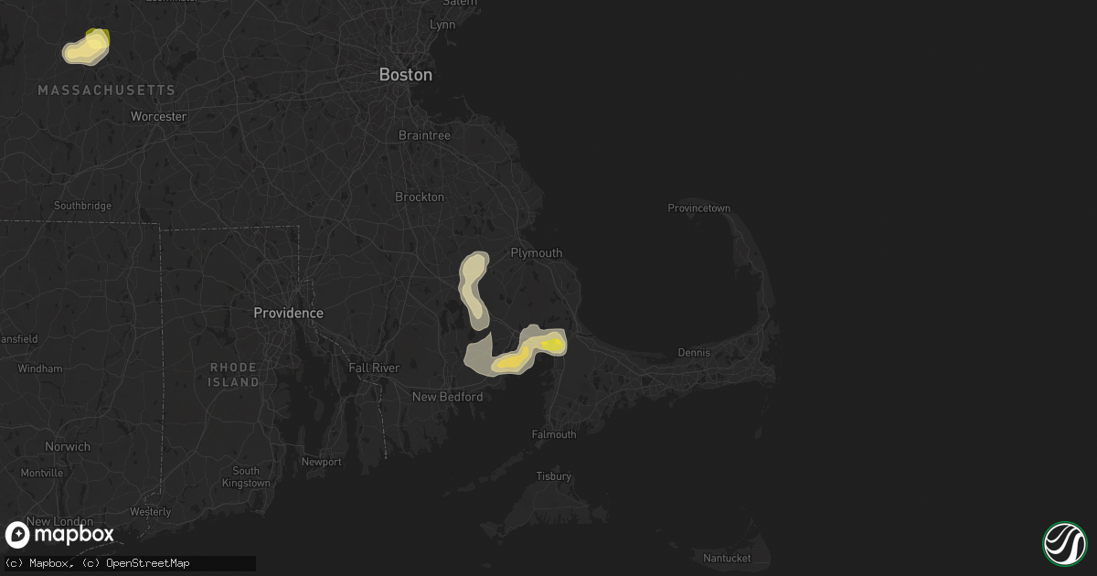 Hail map in Plymouth, MA on August 26, 2024