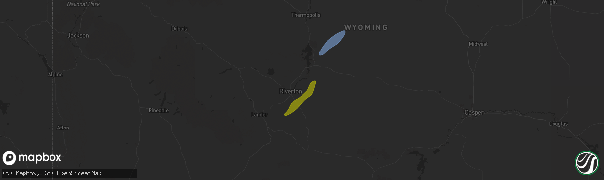 Hail map in Riverton, WY on August 26, 2024