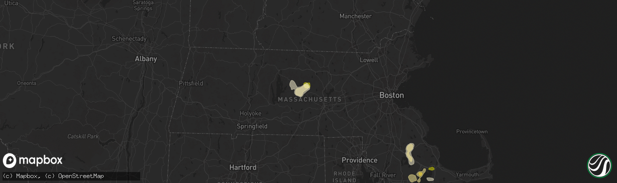 Hail map in Rutland, MA on August 26, 2024