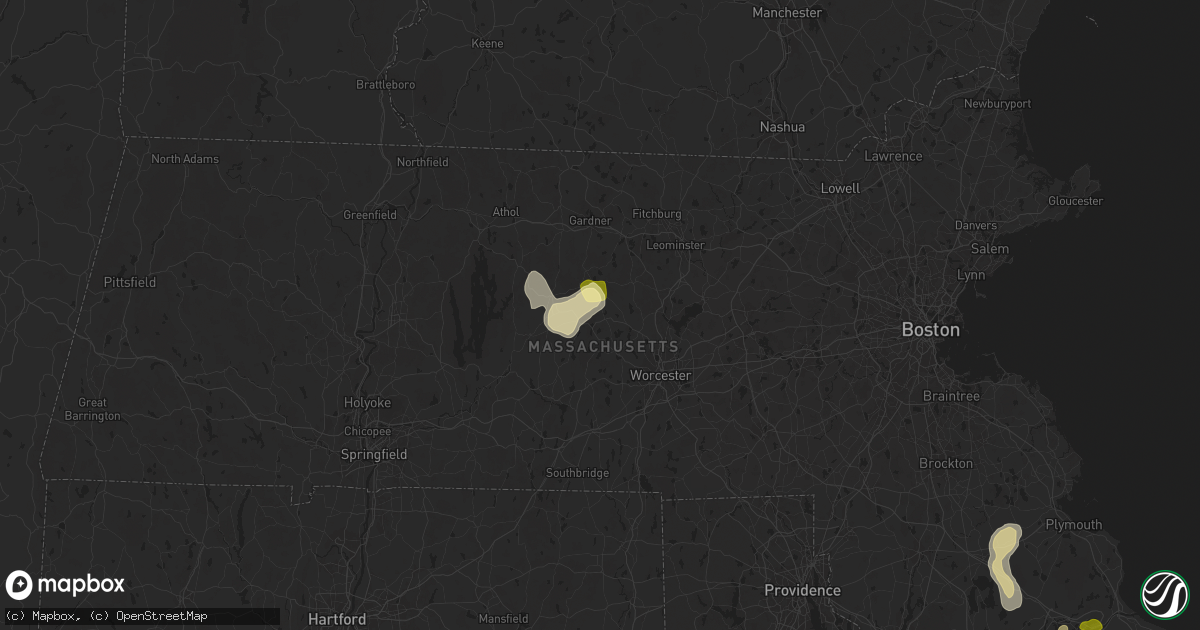 Hail map in Rutland, MA on August 26, 2024