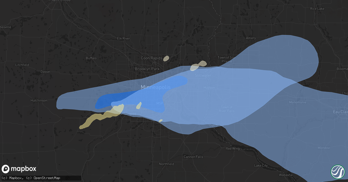 Hail map in Saint Paul, MN on August 26, 2024