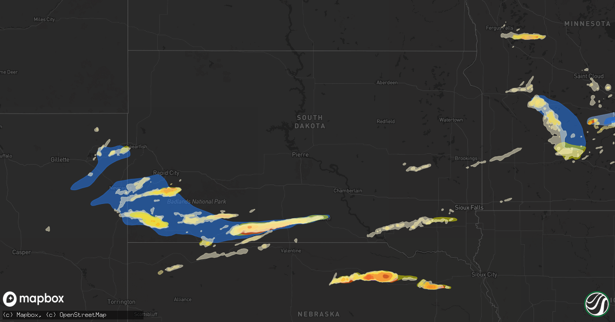 Hail map in South Dakota on August 26, 2024