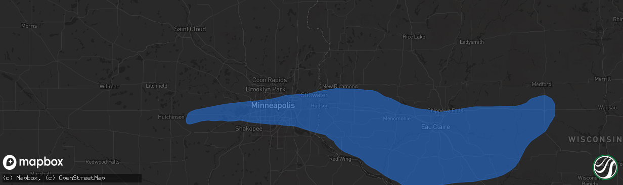 Hail map in Stillwater, MN on August 26, 2024