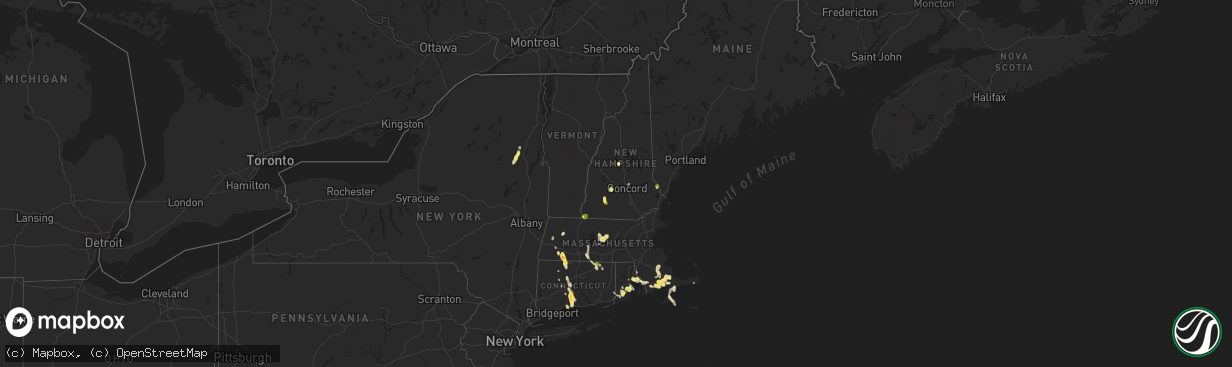 Hail map in Vermont on August 26, 2024