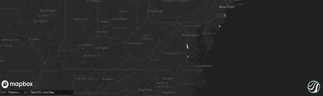 Hail map in Virginia on August 26, 2024