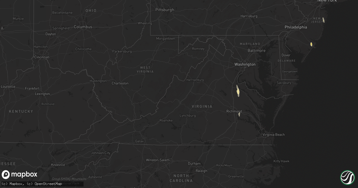 Hail map in Virginia on August 26, 2024