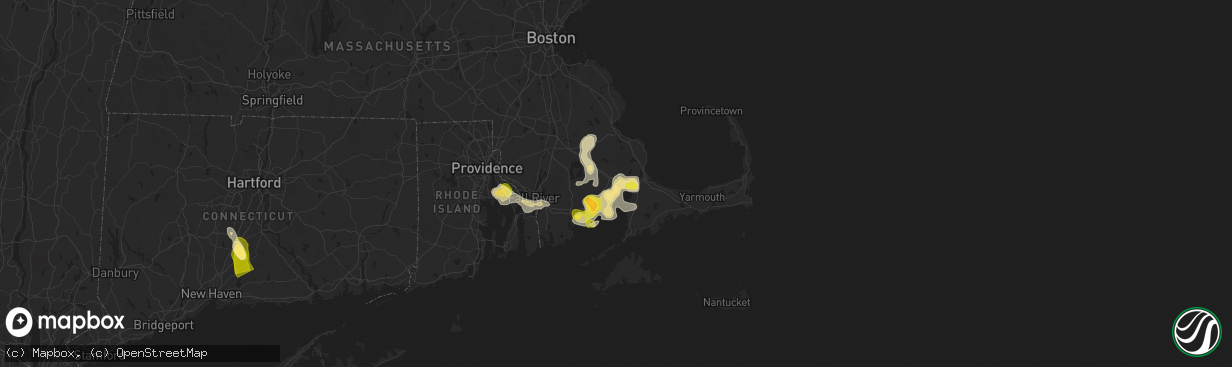 Hail map in Wareham, MA on August 26, 2024