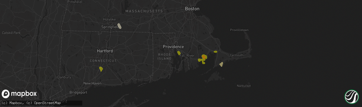 Hail map in Warren, RI on August 26, 2024