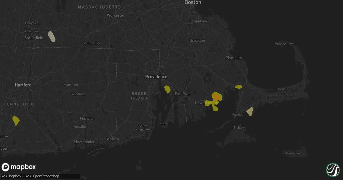 Hail map in Warren, RI on August 26, 2024