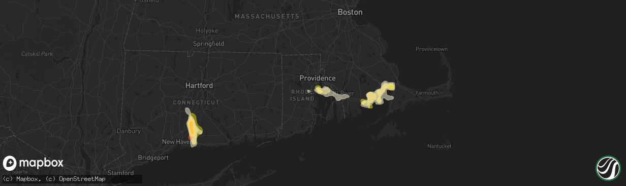 Hail map in Warwick, RI on August 26, 2024