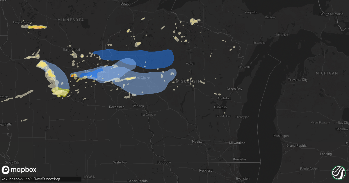 Hail map in Wisconsin on August 26, 2024