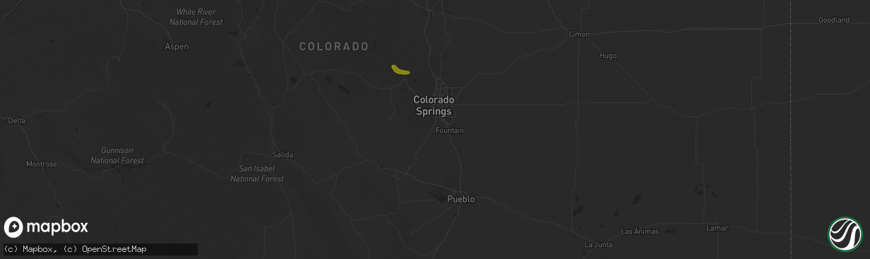 Hail map in Colorado Springs, CO on August 26, 2025