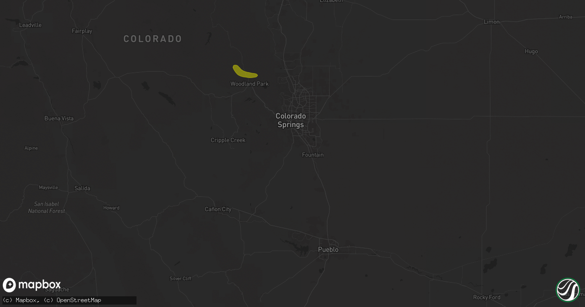 Hail map in Colorado Springs, CO on August 26, 2025