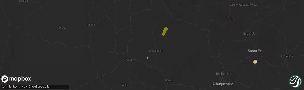 Hail map in Crownpoint, NM on August 26, 2025