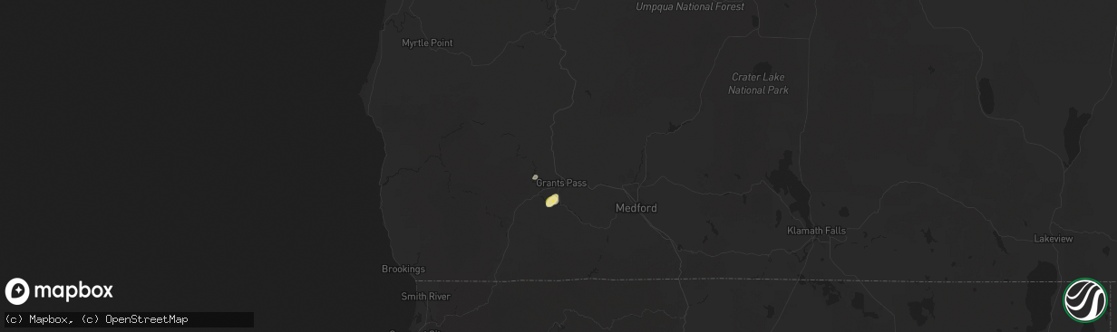 Hail map in Grants Pass, OR on August 26, 2025