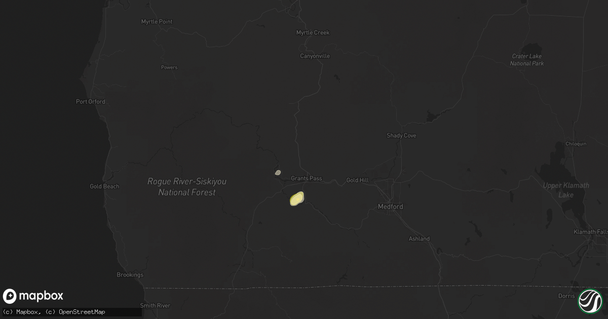 Hail map in Grants Pass, OR on August 26, 2025
