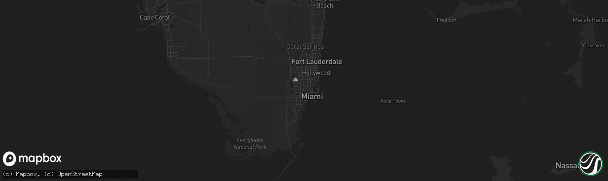 Hail map in Hialeah, FL on August 26, 2025