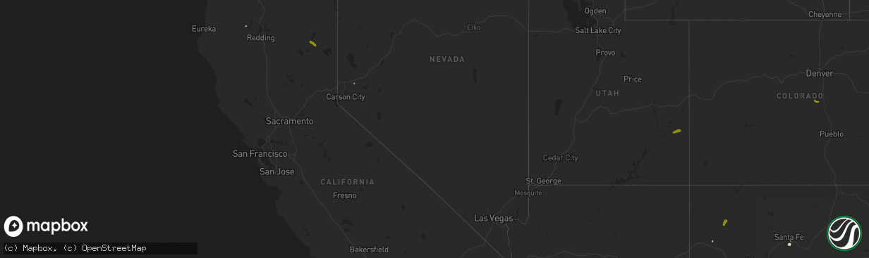 Hail map in Nevada on August 26, 2025