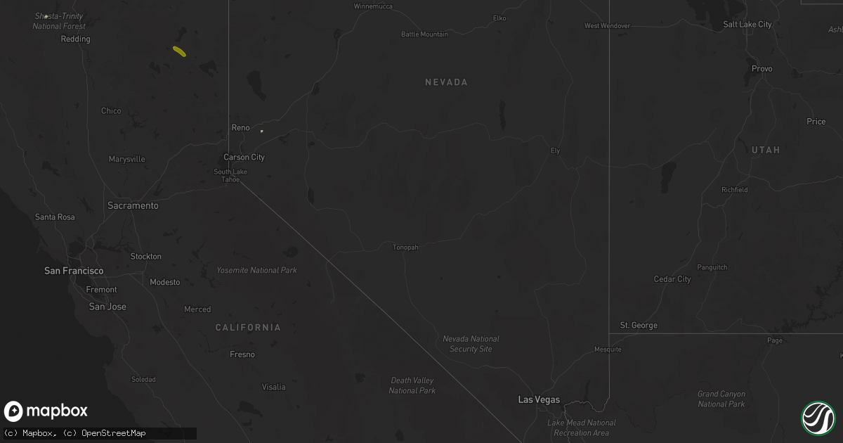 Hail map in Nevada on August 26, 2025