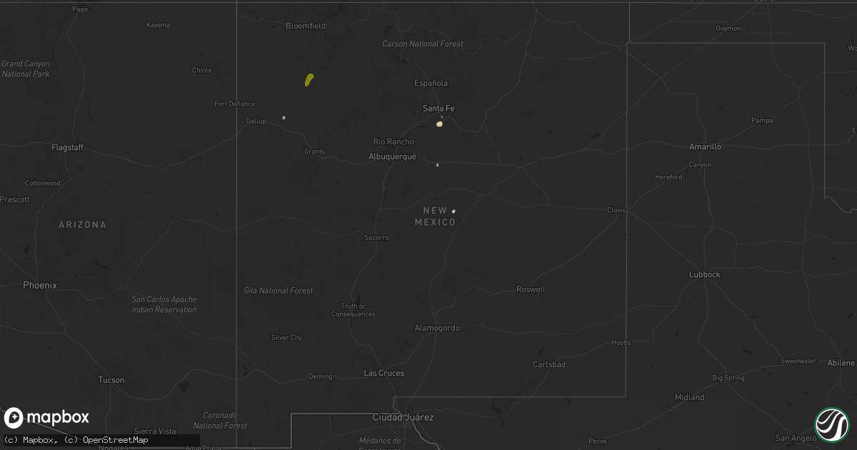 Hail map in New Mexico on August 26, 2025