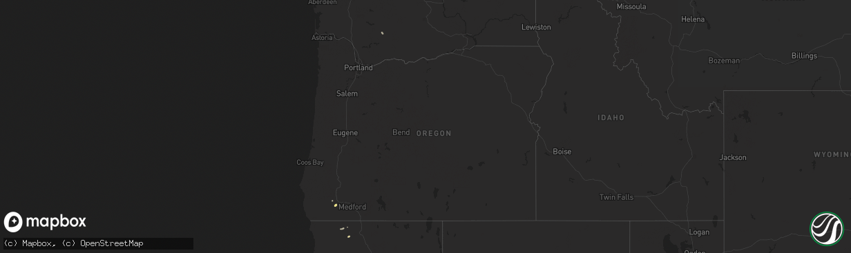 Hail map in Oregon on August 26, 2025