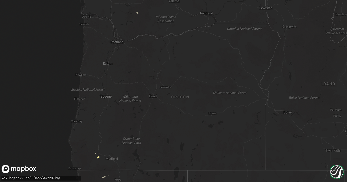 Hail map in Oregon on August 26, 2025