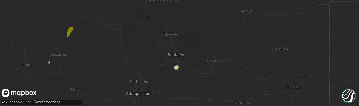Hail map in Santa Fe, NM on August 26, 2025