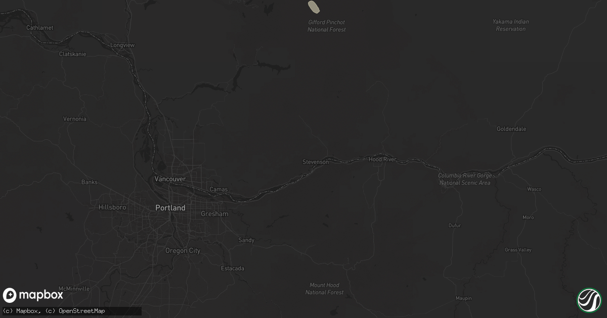 Hail map in Stevenson, WA on August 26, 2025